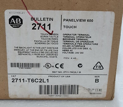 New Sealed AB2711-T6C2L1 PANELVIEW 600 Ecran Tactile DH-485 24VDC