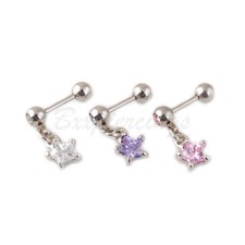 18g CZ Star Steel Cartilage Tragus Helix Stud Earring Jewelry Piercing