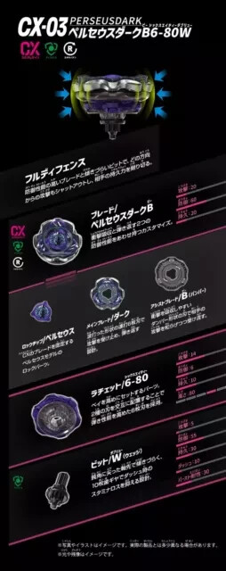 In Stock Beyblade X CX-03 Perseus Dark B6-80W Booster Takara