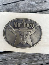 Marlboro Solid Brass Belt Buckle Philip Morris Collectible Buckle Vintage 1987