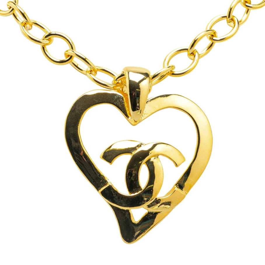 Collana CHANEL CC Loghi Cuore Toggle 32" Tono Oro 95P Autentica con Scatola #6159