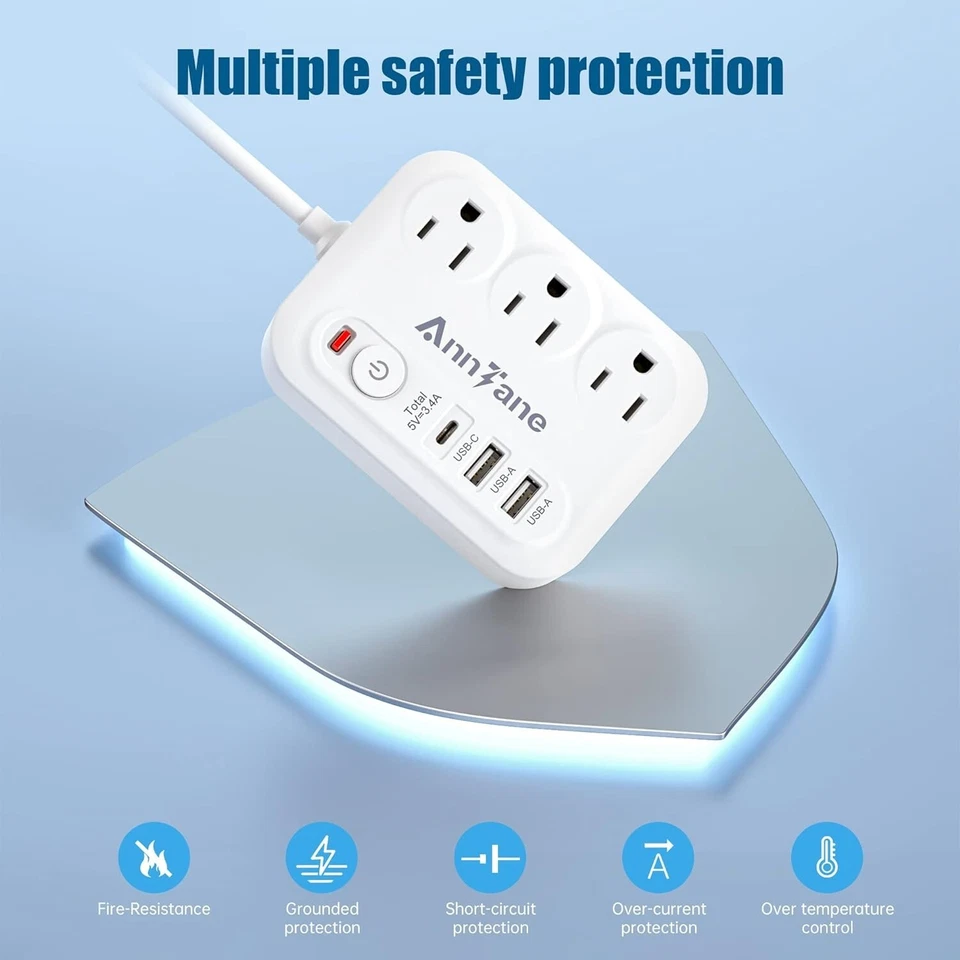 欧洲旅行插头适配器美国到英国欧洲电源板适用于欧盟/英国/美国带USB — 第 3/4 张图片