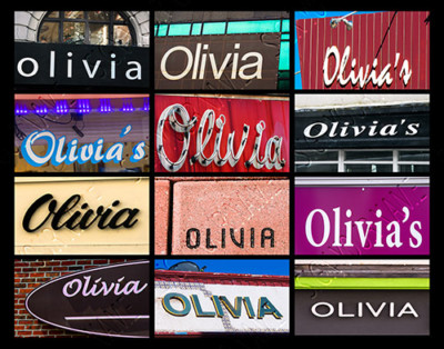 OLIVIA Name Poster featuring photos of actual signs