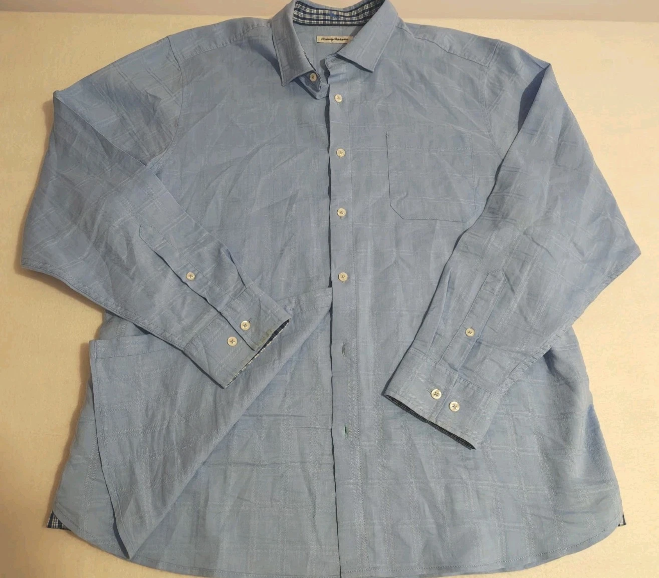 Tommy Bahama Relax Men’s XL Light Blue Linen Shirt Long Sleeve Button Down