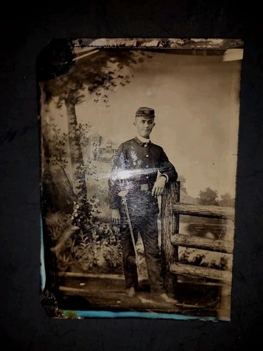 Indian Wars, original tintype, 4x5, Soldier in Uniform, Indian Wars, 1873