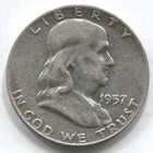 1957-D -  FRANKLIN HALF DOLLAR -90 % SILVER - LOT # 335