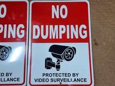 2PCS No Dumping Sign 7x10in Reflective Aluminum No Littering Surveillance UV New