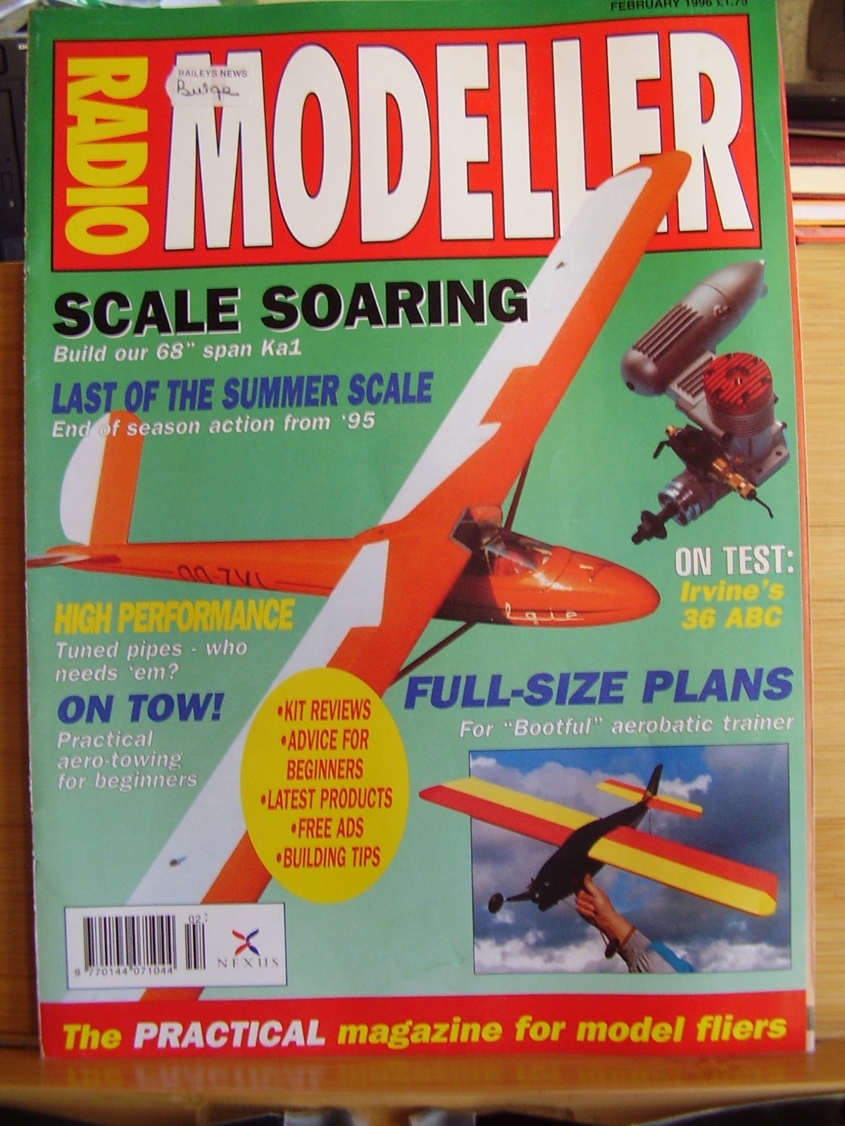 MODEL AIRCRAFT MAG RADIO MODELLER FEB 1996 BOOTFUL 1 TRAINER PLANS AERO TOWING