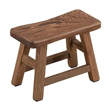  Sturdy Step Stool 10.6 Inch Rustic Solid Wooden Footstool for As Picture Show