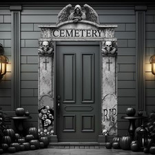Halloween Decorations 3 Pcs Gothic Graveyard Door Frame Archway Banner, Grim ...