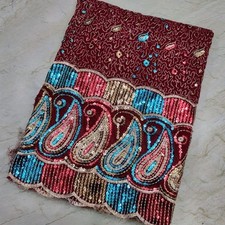 Exotic Indian Bridal Dupatta Sequins Beaded Scarf Georgette Veil Stole Hijab L"