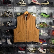 Carhartt V02 BRN Duck Canvas Quilted Lined Insulated Rib Collar Vest Brown