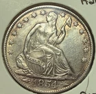 1854-O Seated Liberty Half Dollar Beautiful High Grade Coin Rare Date Rim Toning