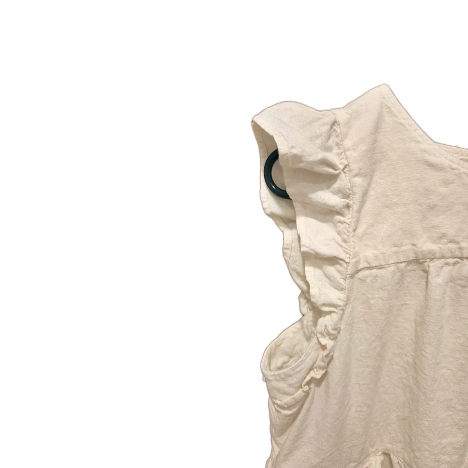 J. Mini Vestido Crew Para Mujer Talla 8 Mezcla de Lino Manga Volantes Fluido Femenino Playa Foto 2 de 4