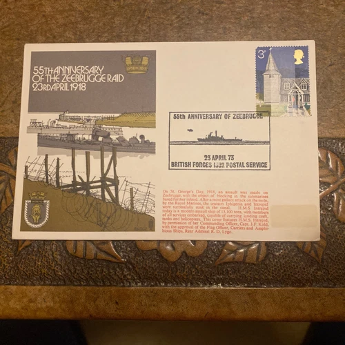 GB 1973 55th Anniversary Zeebrugge Raid RMSC 7 Cover + BFPS 1352 SHS