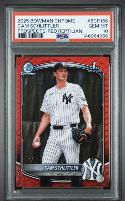 2025 Bowman Chrome Cam Schlittler Red Reptilian /5 PSA 10 GEM MINT Yankees POP 1