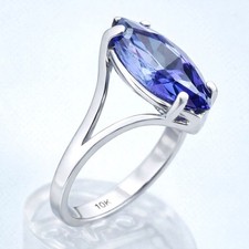 LAB CREATED 3.07 Cts AAA TANZANITE RING 10K SOLID WHITE GOLD - New With Tag