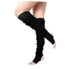 Leg Warmers 80s Party Ribbed Knit Outfits for Women Girls Fashion 70cm Black
