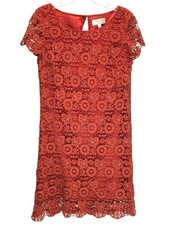 Anthropologie Moulinette Soeurs Burnt Orange Crochet Lace Midi Dress - Size 4
