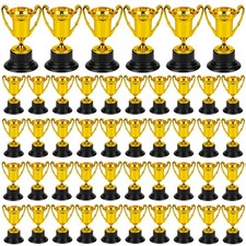 50 Pack Mini Trophies for Awards, Plastic Gold Award Trophy Cups for Kids Par...