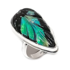 Natural Black Onyx Gemstone 925 Sterling Silver Jewelry Ring Size 7.5 Gift Q629