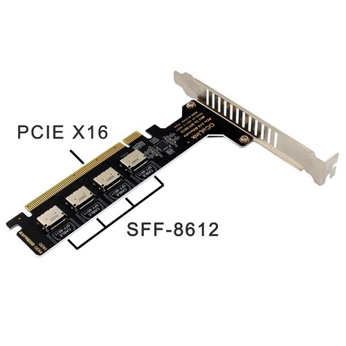 PCI-E X16 Split 4 Ports Oculink Erweiterungskarte SFF8611&8612 NVME PCIe So7454 - Bild 7 von 8