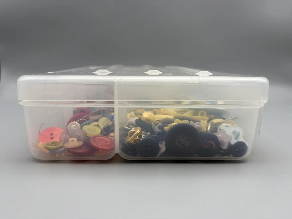 Mixed Sewing Craft Button Lot Vintage to Now Plastic Metal Wood Moons Bears - Image 4 of 4