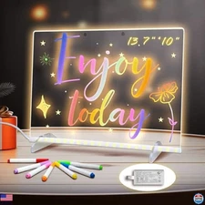 Colorful LED Note Board 13.7"x10" - 4 Modes, 7 Colors, Dry Erase, Markers