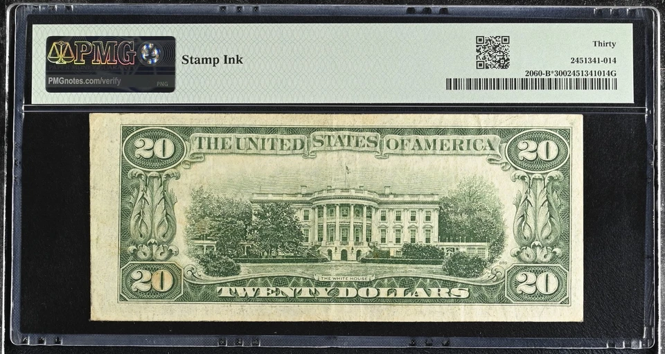 $20 1950A Star Federal Reserve Note New York Fr#2060-B PMG 30 VF - Image 2 of 2