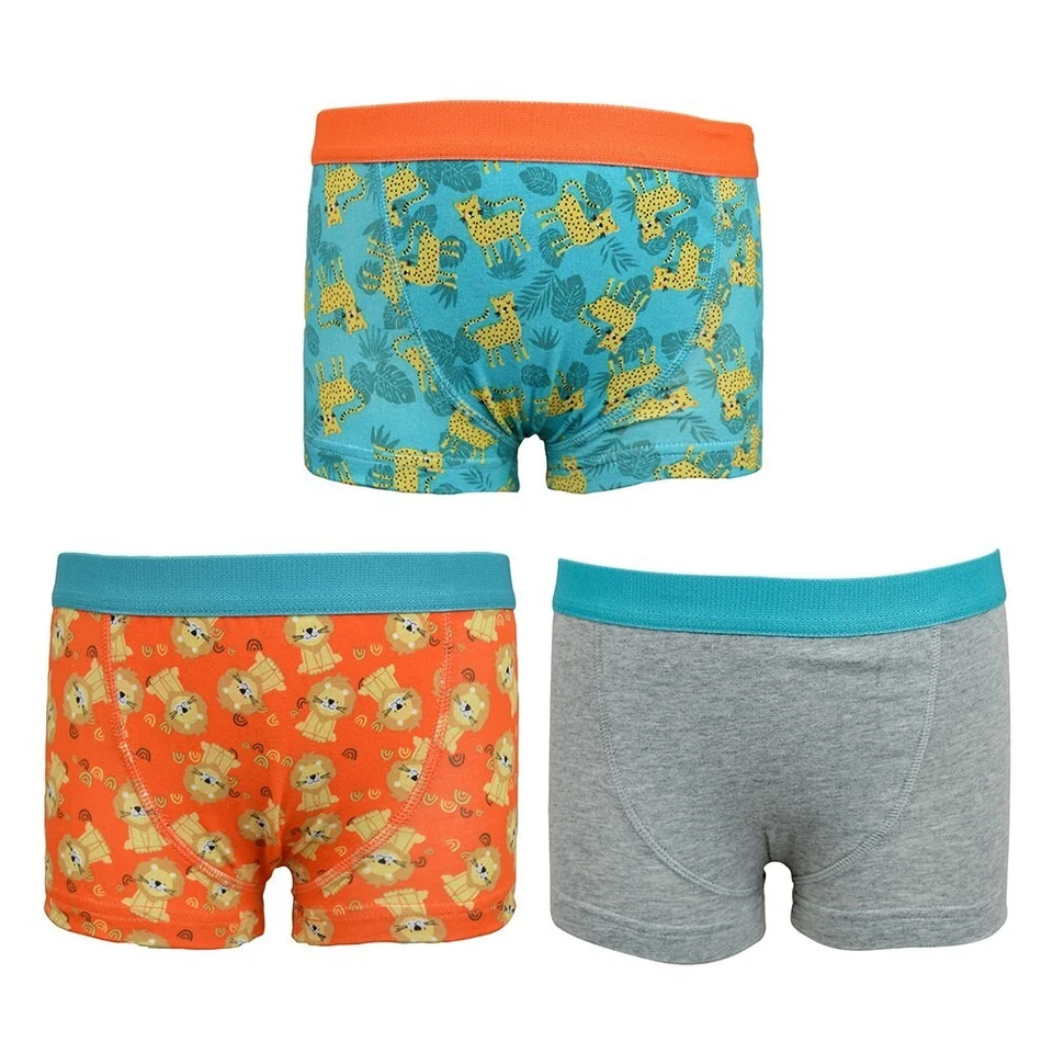 TOM FRANKS Tom Frank - Boys 3 Pairs Safari Print Cotton Rich Summer Boxer Trunk Underwear