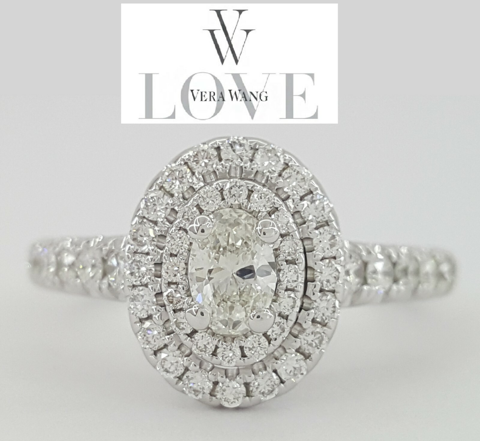 Vera Wang Amor 0.75 CT Diamante Oval Doble Halo Anillo compromiso RTL $2,500 | eBay