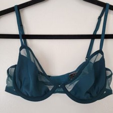 Victoria Secret Unlined Demi Bra 32C Dark Green Underwire Sheer