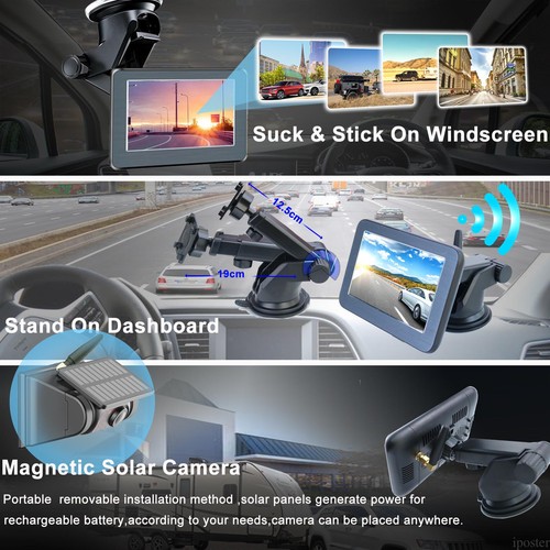 5" wireless 2CH car monitor solar magnetic reversing camera for truck RV caravan - Picture 12 of 20
