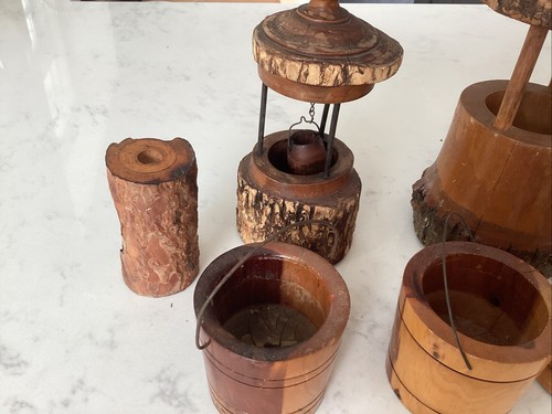 Vintage 8 Pc NY Souvenir Wood Wells Buckets Catskills Adirondack Bear Mt Montauk - Picture 8 of 10