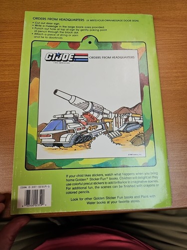 GI Joe Sticker Fun Golden Book 1989 Hasbro Vintage Pre-cut Stickers Creative Toy - Picture 5 of 5