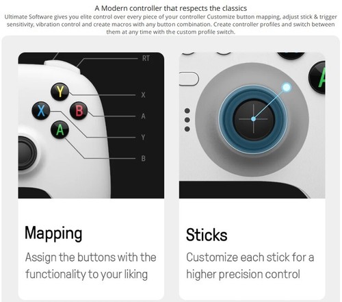 8BitDo Ultimate 2.4G controller di gioco wireless effetto Hall PC iPhone Android - Foto 18 di 24