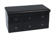 Faux Leather Storage Ottoman Bench Footrest Stool Ottoman Bench 15"X15"X30"