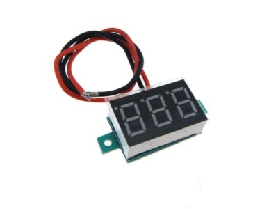 Mini 3-30V DC 3-Digit LED Voltage Meter 2-Wire - Blue