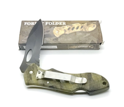 Forest Folder Part Serrated Blade Lock Back Pocket Knife