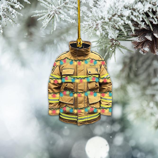 Firefighter Jacket Christmas Ornament  Firefighter Ornament  Fireman Ornament