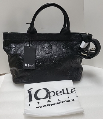 NEW Iopelle Italia Antonio Cristiano Skull Embossed Leather Bag