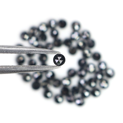2.86 CT Natural Loose Round Rose Cut Diamond 2.30 MM Black Color Diamond LQ1801 - Picture 6 of 8