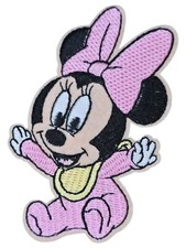 MINNIE MOUSE BABY IN PINK PAJAMAS CUTE CARTOON IRON ON PATCH 3.5 X 2.0 INCHES