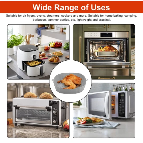 2PCS Air Fryer Silicone Pot Baskets Liners Non-Stick Safe Oven Baking Tray Mats - Picture 8 of 10