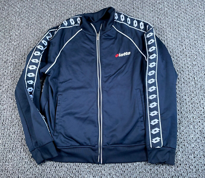 Lotto Zip Up Track Jacke Adult 2XL Dark Blue Taped Logo Sleeve