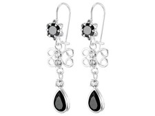 Aretes Flor Mariposa y Gota Negra PLATA .925 HECHO EN MEXICO