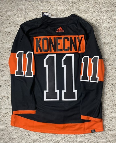 New Sz 52 LG Men’s Adidas Travis Konecny Philadelphia Flyers Alt Jersey Black - Picture 8 of 10