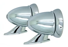 New Pair Talbot Style Classic Chrome Bullet Side View Mirror / Fender Door Mount