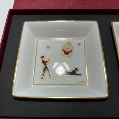 Cartier Trinket Tray 2-piece Set Small Plate Used From Japan Cartier Trinket Tray 2-piece Set Small Plate Used From Japan