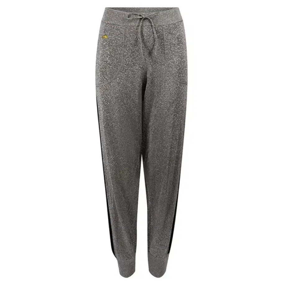 BELLA FREUD Goldie Libertine Silver Metallic Knit Track Pants XS UK 6-8 NEW RARE